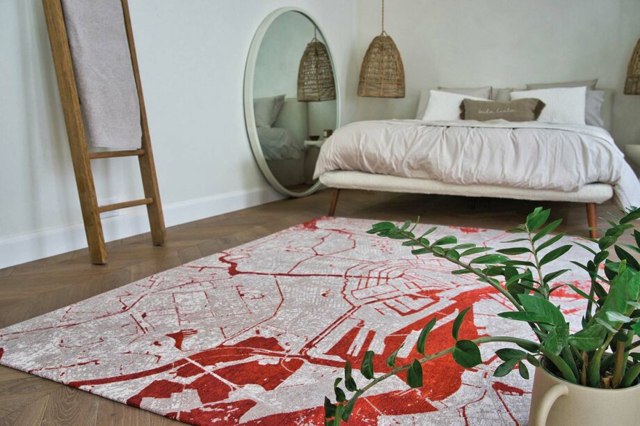 Louis De Poortere rug Cities Amsterdam 9323 Orange Cut interior 1