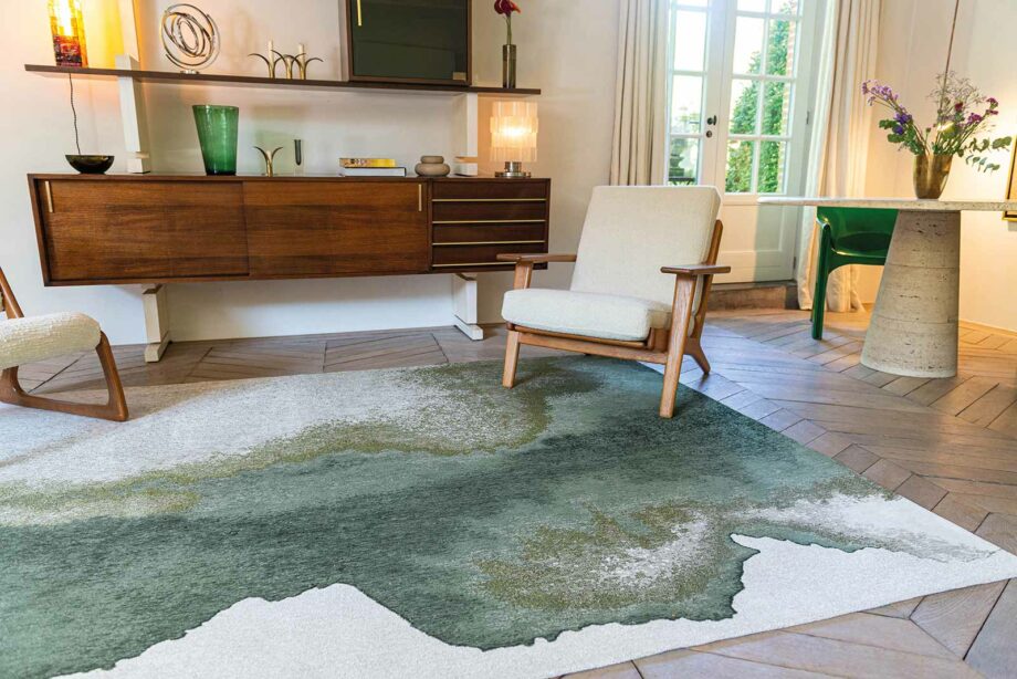 Louis De Poortere Teppich, Meditation Palm Green 9331, Lagoon design