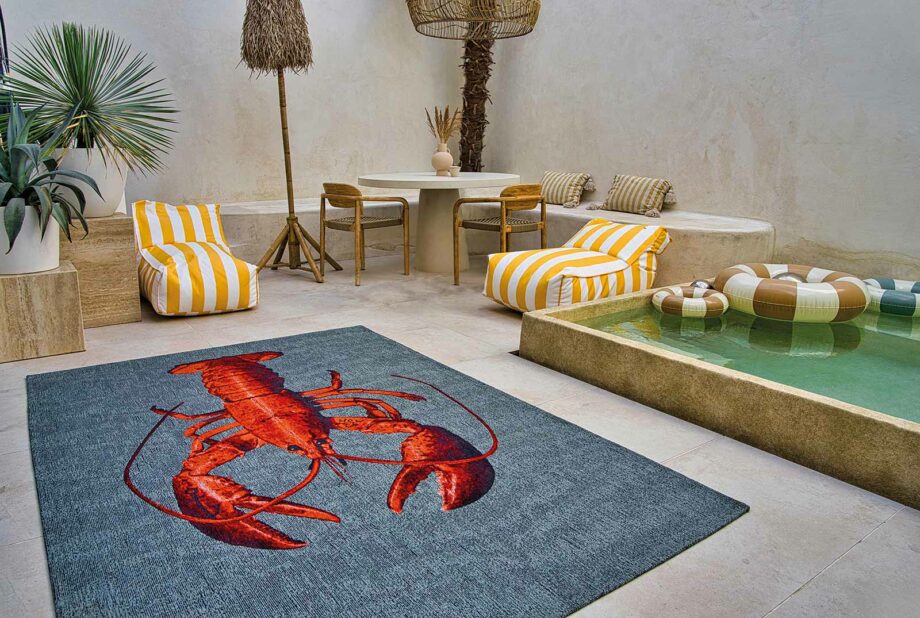Louis De Poortere Teppich, Pop Steam Red 9389, Lobster design