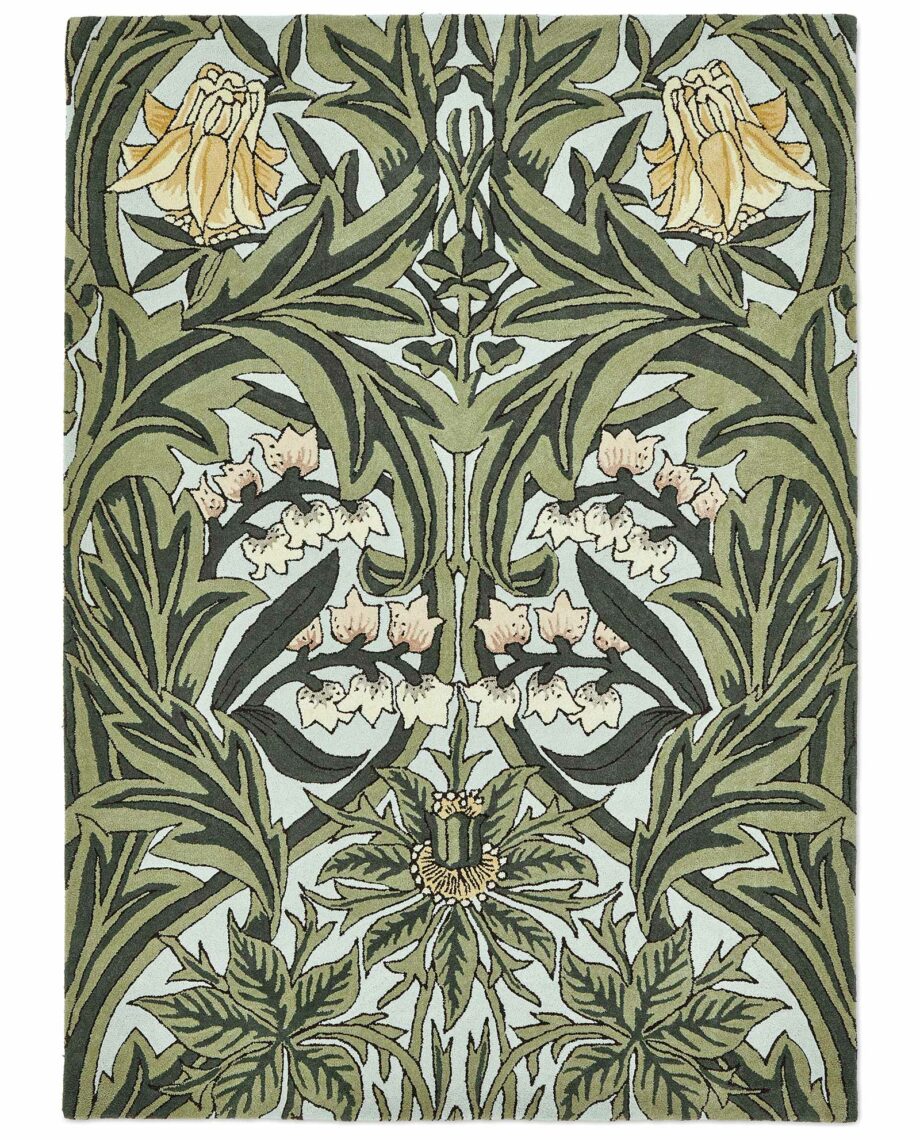 Morris & Co Rug, Bluebell Leafy Arbour Green 127607