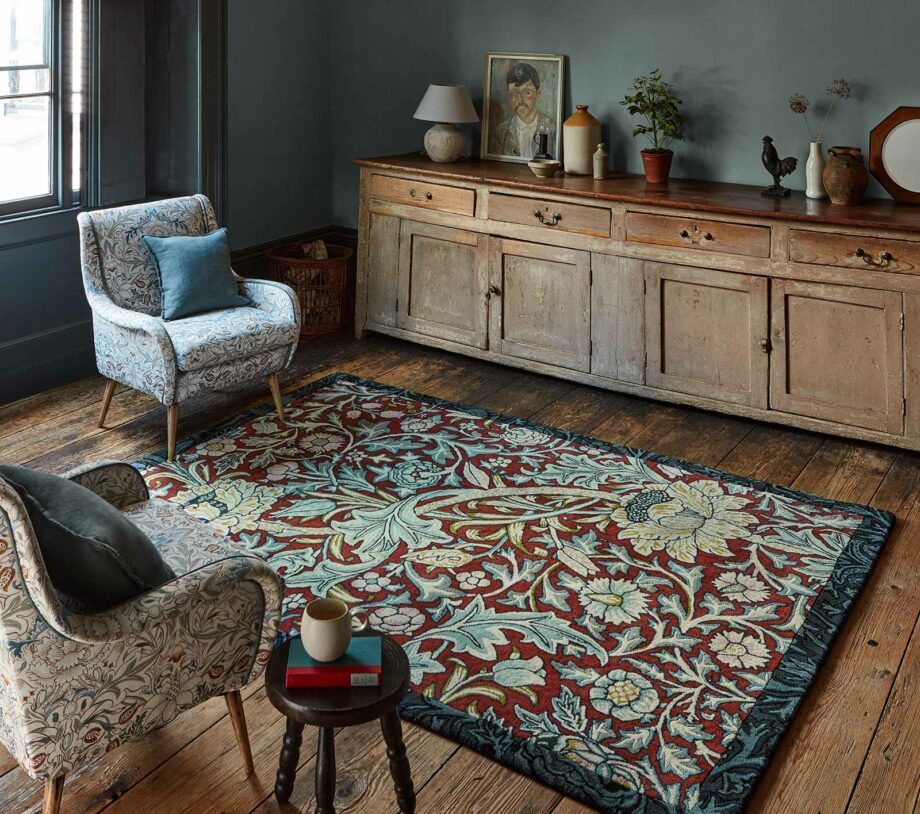Morris & Co Rug, Trent Madder Red Webbs Blue 127510