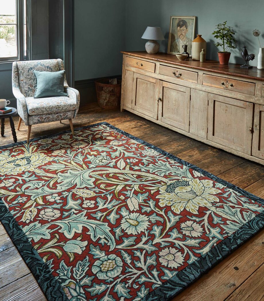Morris & Co Rug, Trent Madder Red Webbs Blue 127510