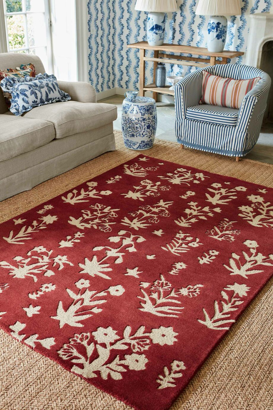 Sanderson Woodland Glade Damson Red 146800 interior 2