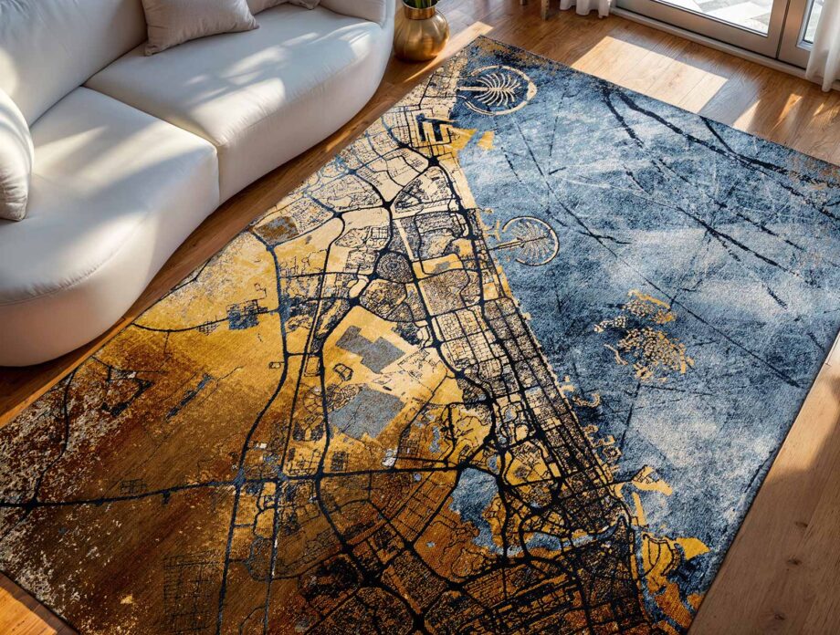 Louis De Poortere tapijt Cities Dubai 9698 Cities Dubai Gold Sea Ambiance